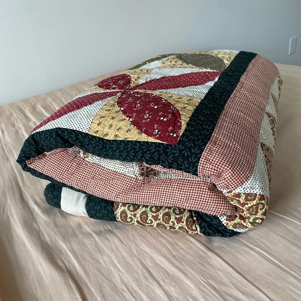 Civil War Handmade Patchwork Fall Colors Queen Quilt
